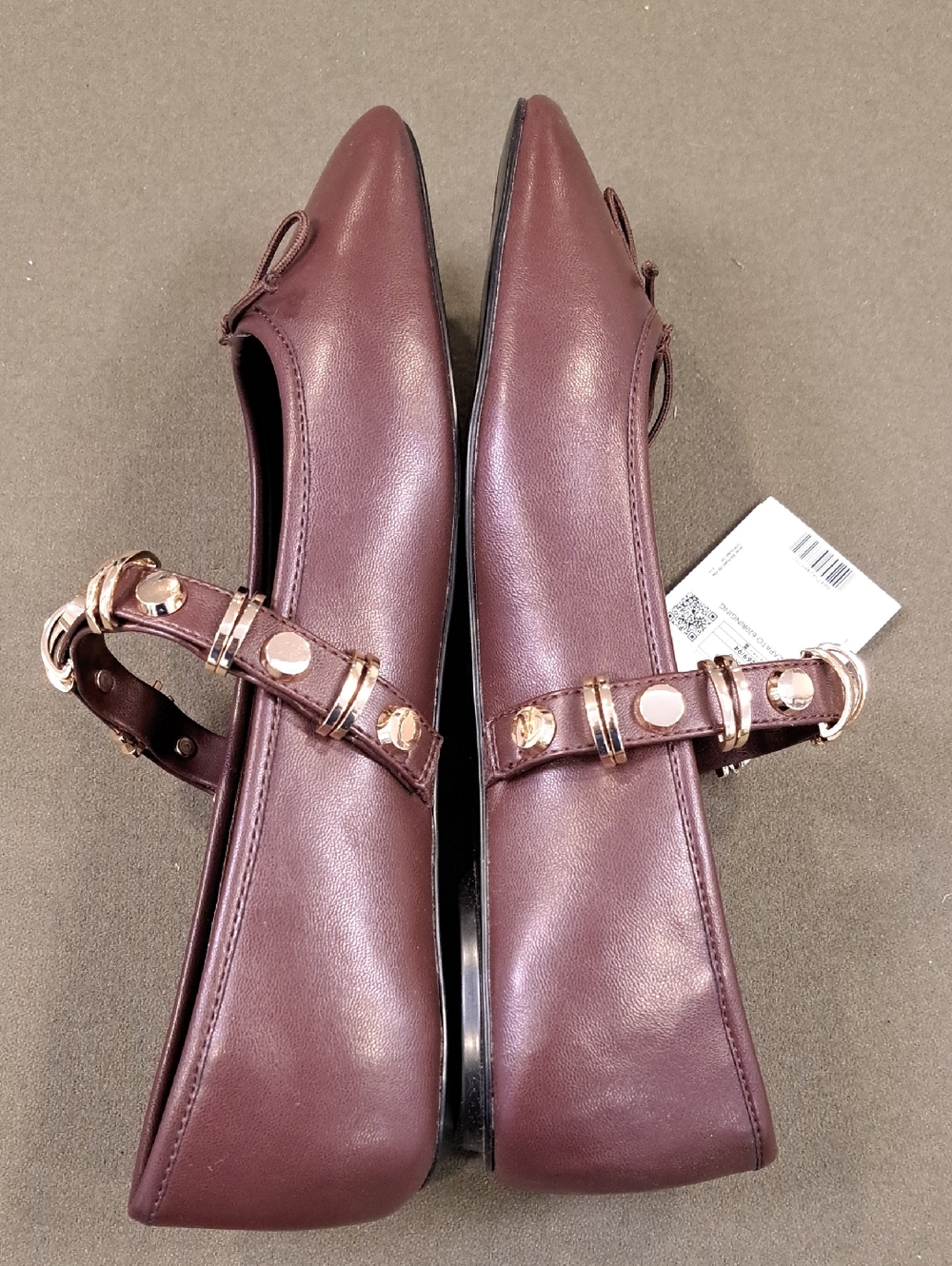 Mango Ballet flat w/ metallic strap details - Color: Burgundy/Gold - Size: EU42 - Picture 7 of 11